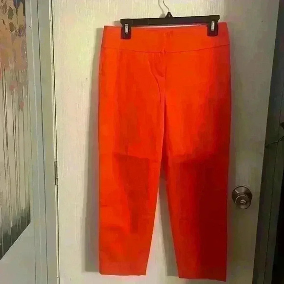 NWT-LOFT Vibrant Orange Cropped Pants size 0 - Picture 1 of 7